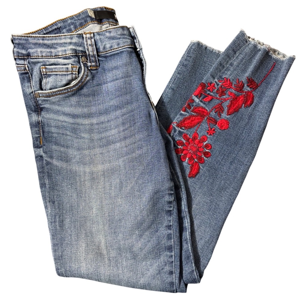 KUT from the Kloth Connie Ankle Skinny Floral Embroidered Hem Size 6‎
